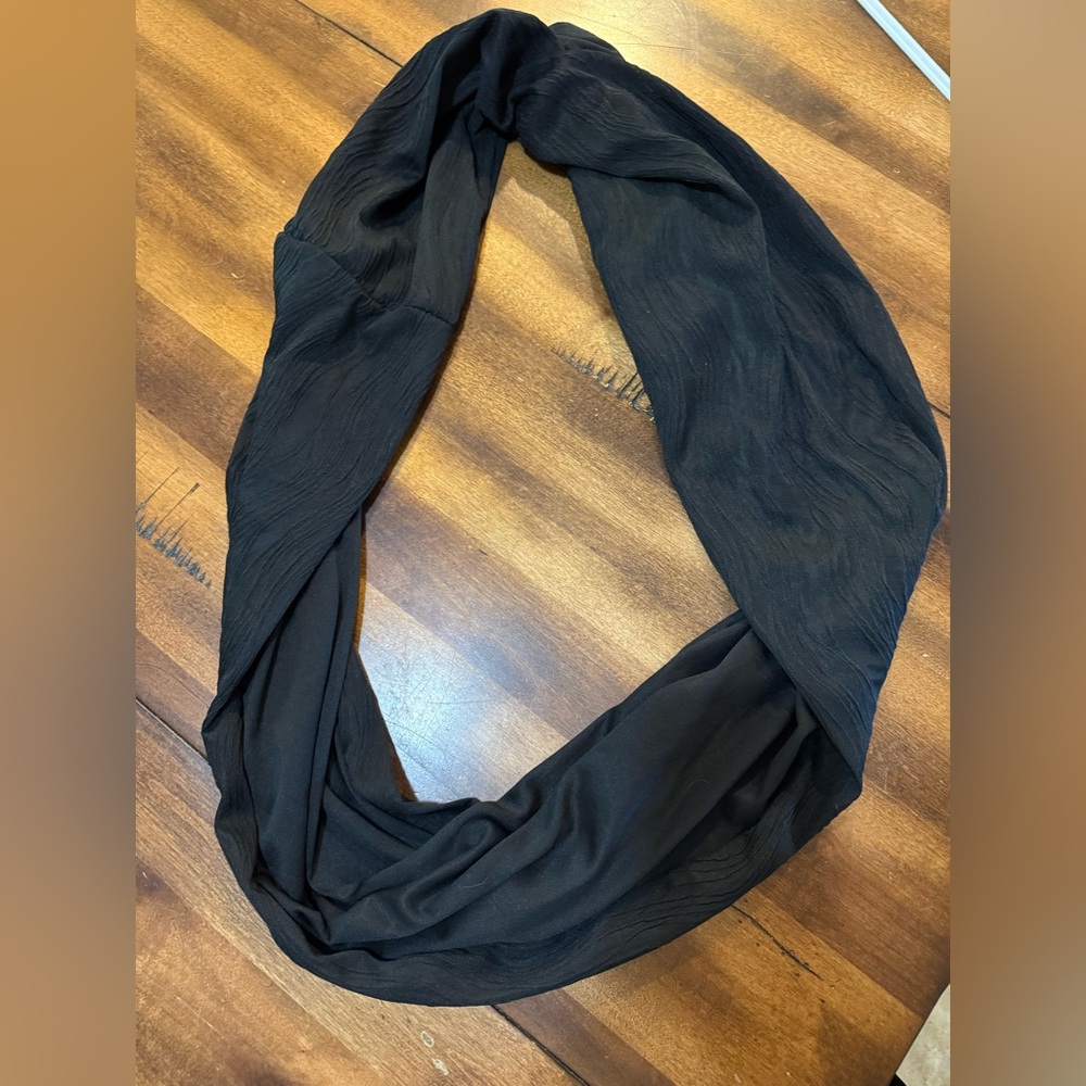 Elegant Black Infinity Scarf with hidden security pocket for travel documents